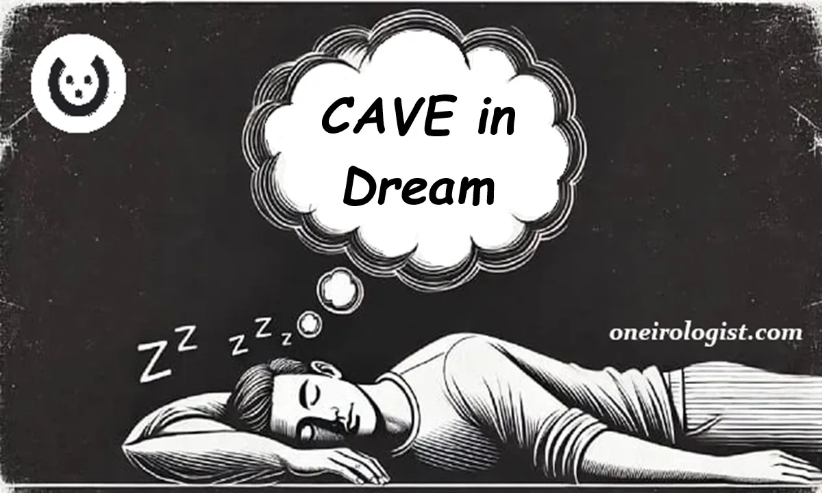 İmage of sleeping man and dream bubble over his head with words inside: Cave Dreams