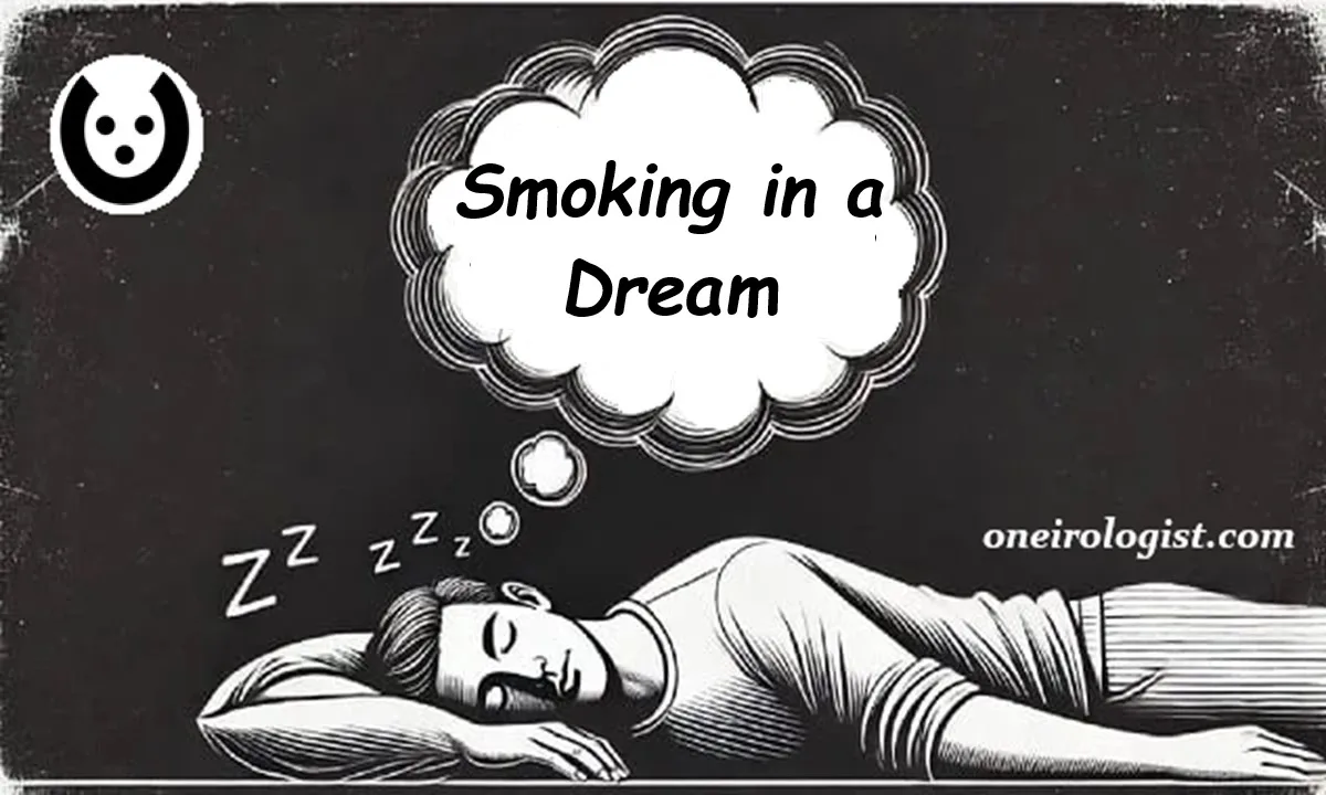 A sleeping man with a dream bubble above him that says: 'Smoking in a Dream'.