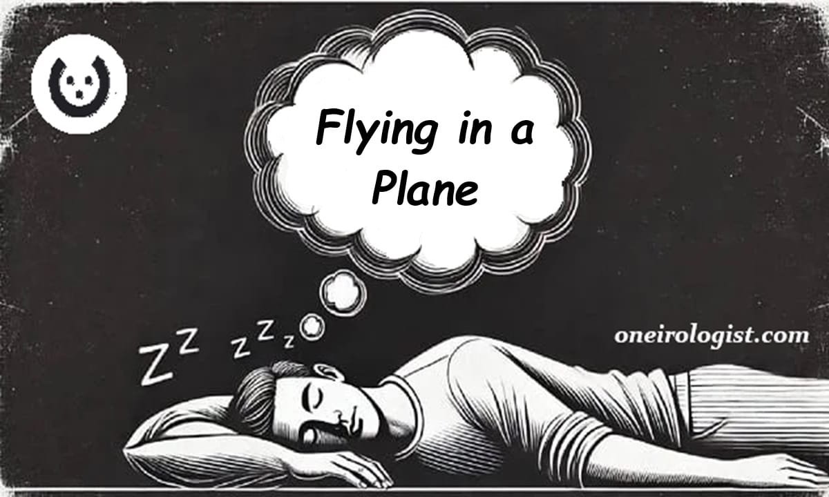 Image of sleeping man and dream bubble over his head for the post: Dreams-about-flying-in-a-plane-as-a-passenger