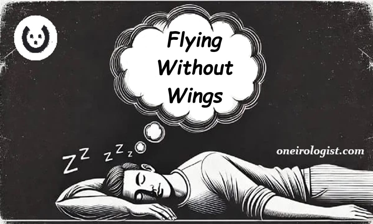 Image of sleeping man and dream bubble over his head for the post; "Flying-Without-Wings-in-a-Dream"